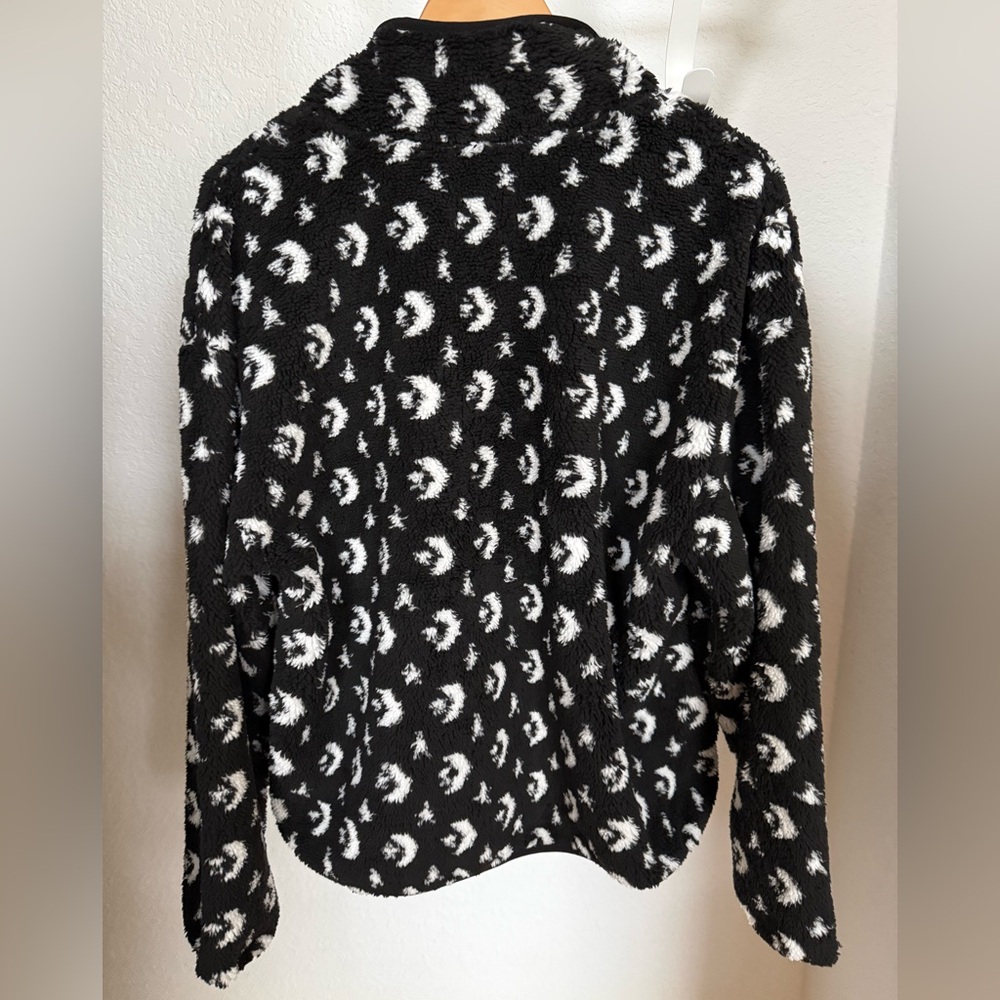 🖤🤍Converse Black and White Patterned Fleece Teddy Full Zip Jacket NWT Size Large - Picture 3 of 12